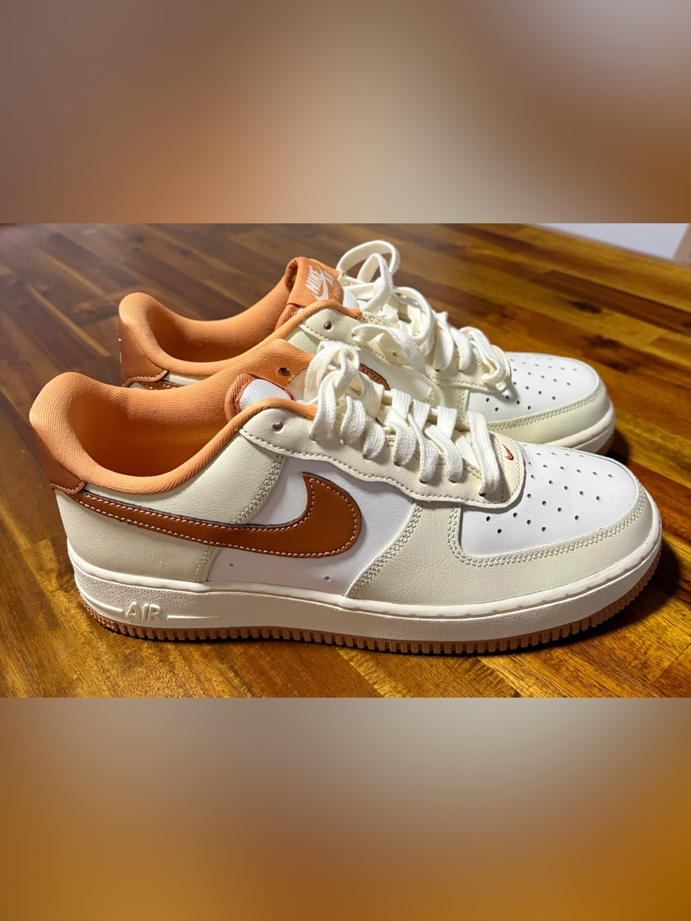 NWT. Nike Air Force 1 Low - Cream & Brown stylish genuine leather women’s sneak.